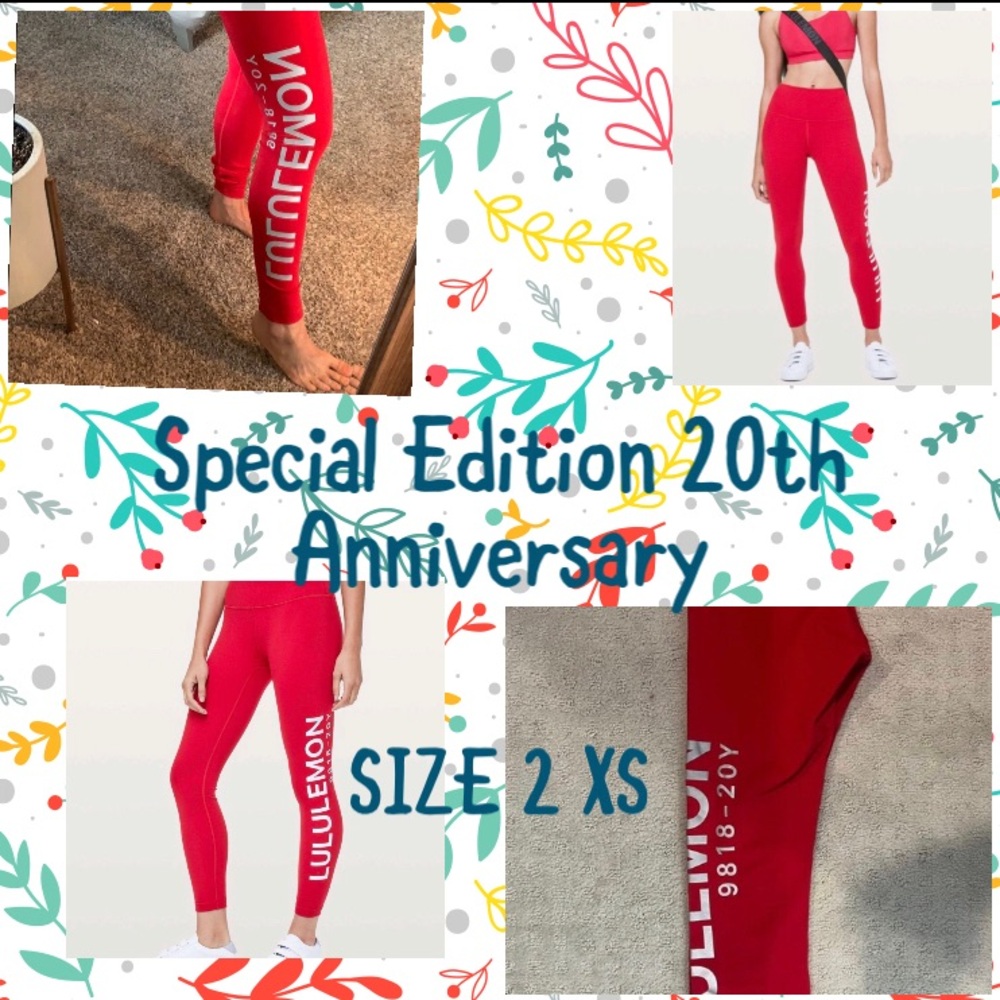 Lululemon Wunder Under 20th Anniversary Special Ed. Graphic Leggings 2 Logo Rare